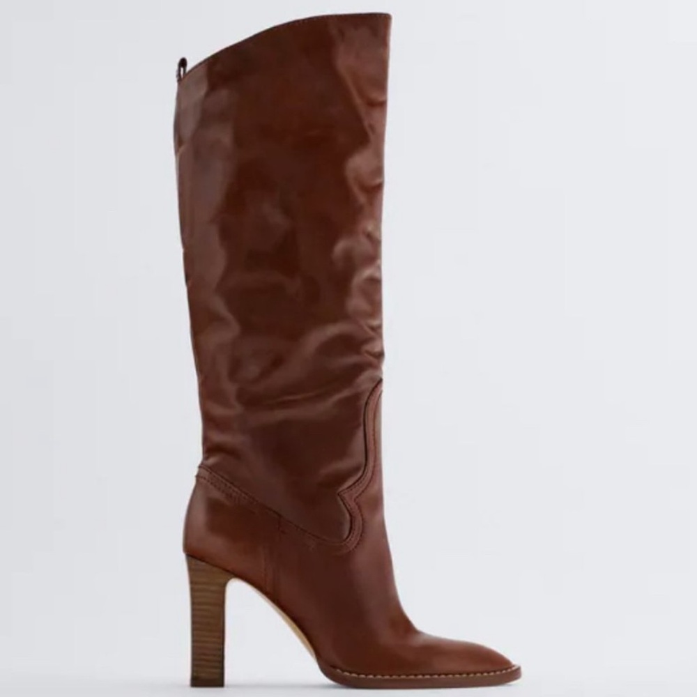 Zara - size 40 High Shaft Brown Leather Boots